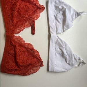 Aritzia Talula Orange and White Lace Bras Intimates